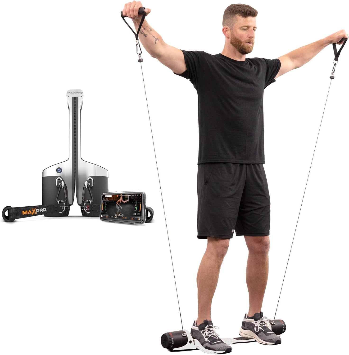 : Smart Cable Gym | All-In-One Machine W/Bluetooth - Free APP 100'S of Workouts | Portable Exercise Anywhere - Outdoors, Home, Travel. (5-300Lbs Resistance),