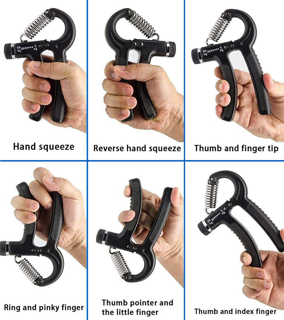 Hand Grip Strength Power Trainer Gripper Strengthener Adjustable Gym Exerciser